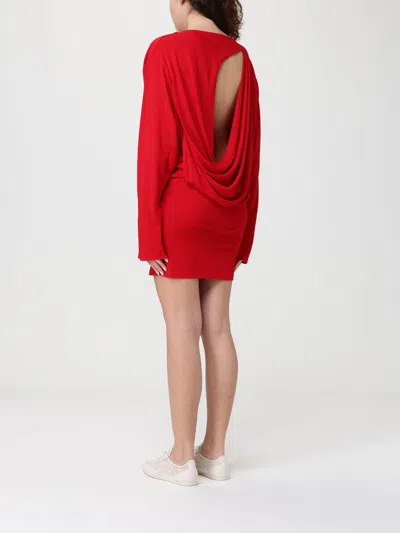 Jacquemus La Mistral Open-back Draped Dress In Red