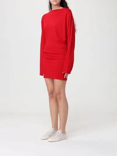 Jacquemus La Mistral Open-back Draped Dress In Red