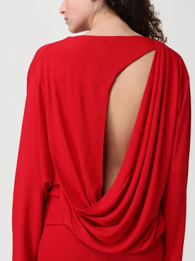 Jacquemus La Mistral Open-back Draped Dress In Red