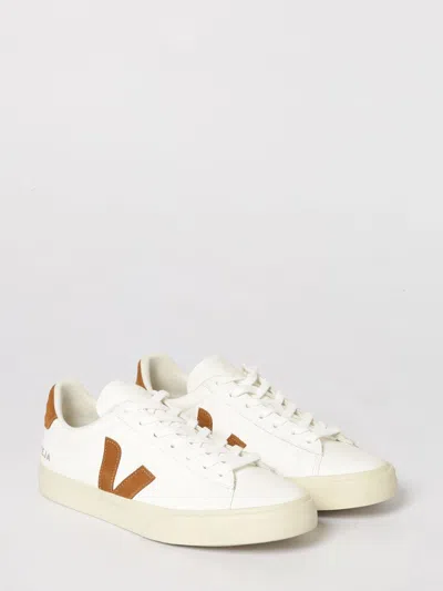 Veja Low-top Sneaker With Brown Suede Accents In White