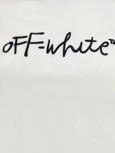 Off-white White Embroidered Script Fitted T-shirt In Multi