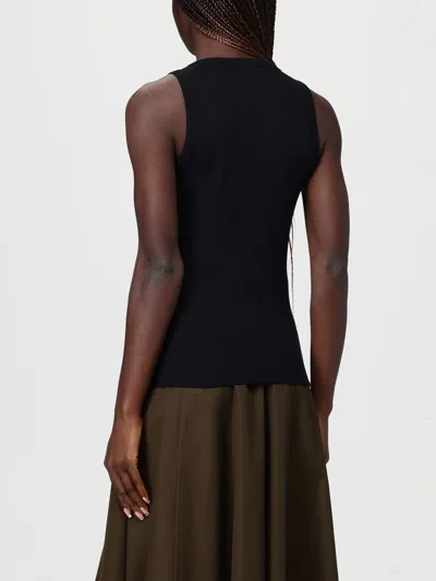 Burberry Ribbed Adjustable Drawstring Tank Top With Equestrian Knight Design In Black