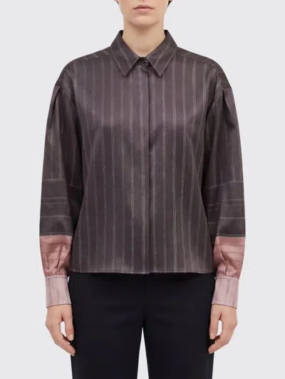Alysi Long Sleeved Striped Shirt In Brown