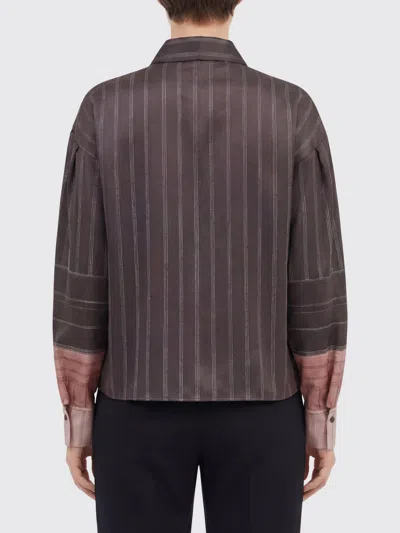 Alysi Long Sleeved Striped Shirt In Brown