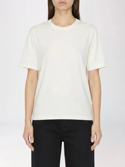 Lemaire Rib Minimalist Classic Crew Neck Cotton T-shirt In White