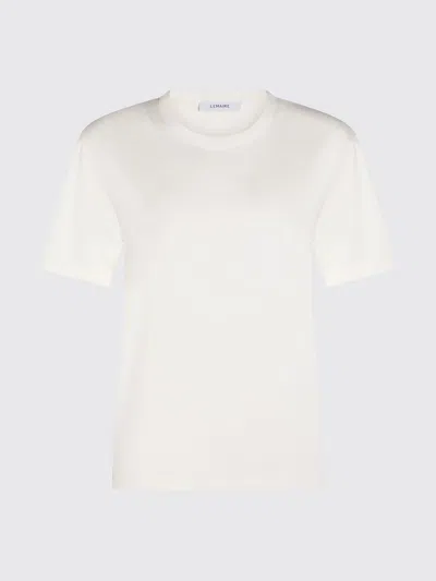 Lemaire Rib Minimalist Classic Crew Neck Cotton T-shirt In White