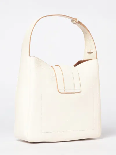 Hogan Shoulder Bag Textured Finish Adjustable Strap In White