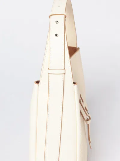 Hogan Shoulder Bag Textured Finish Adjustable Strap In White