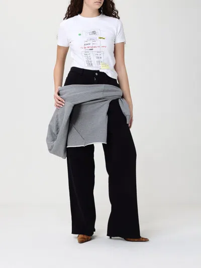 Mm6 Maison Margiela Stretch Cotton T Shirt Short Sleeves Print In White