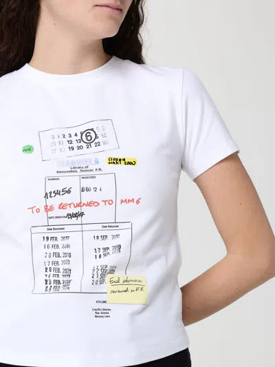 Mm6 Maison Margiela Stretch Cotton T Shirt Short Sleeves Print In White