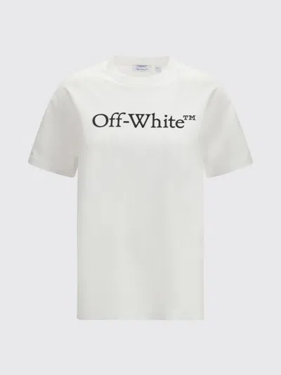 Off-white Relaxed Fit Cotton Tee With Oversized Logo In White