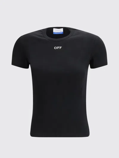 Off-white Off White Off Stamp Rib Basic Tee Black White In Black