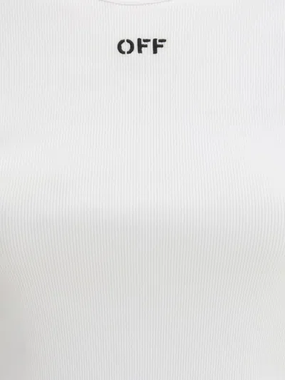 Off-white Off White Off Stamp Rib Basic Tee White Black In White