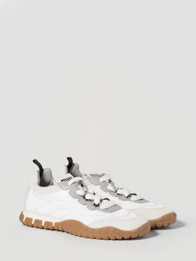 Miu Miu Prada Two-tone Leather And Tech Fabric Sneakers In White