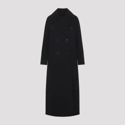 Max Mara Long Double-breasted Coat In Black