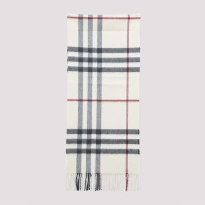 Burberry Rectangular Check Cashmere Scarf In White