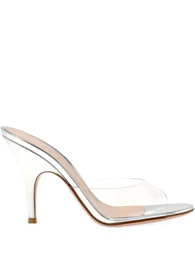 Gianvito Rossi Sofia Metallic Transparent-strap Mules In Silver