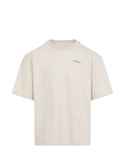 Off-white Ss22 Logo Round Neck Pullover Short Sleeve Loose Fit Khaki In Neutral