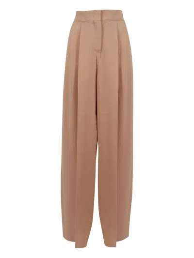 Alberta Ferretti High-waisted Tailored Pants With Straight Silhouette In Brown