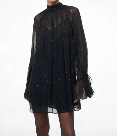 Staud Roux Crystal-embellished Gathered Crepon Mini Dress In Multi