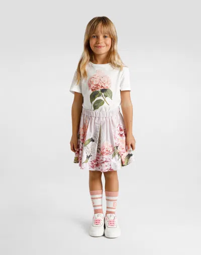 Dolce & Gabbana Hydrangea-print Canvas Skirt In Multi