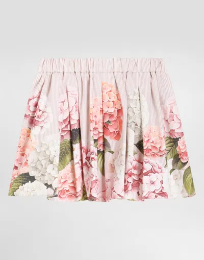 Dolce & Gabbana Hydrangea-print Canvas Skirt In Multi