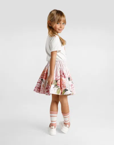 Dolce & Gabbana Hydrangea-print Canvas Skirt In Multi