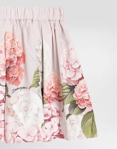 Dolce & Gabbana Hydrangea-print Canvas Skirt In Multi