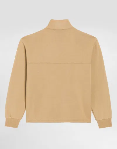 Dolce & Gabbana Dg Cotton Jersey Half-zip Sweatshirt In Neutral