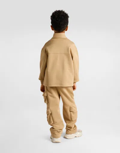 Dolce & Gabbana Dg Cotton Jersey Half-zip Sweatshirt In Neutral
