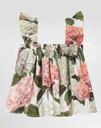 Dolce & Gabbana Ruffled Floral Print Top In Multi