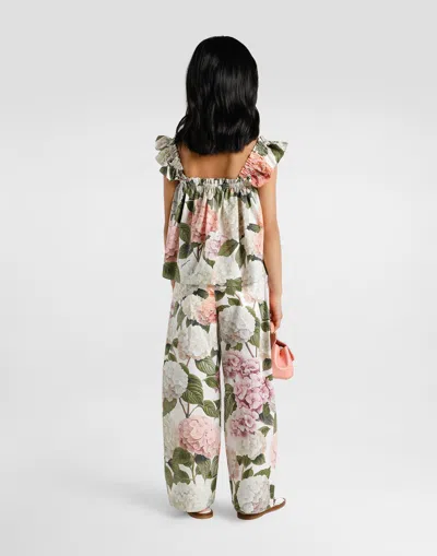 Dolce & Gabbana Hydrangea-print Poplin Trousers In Multi