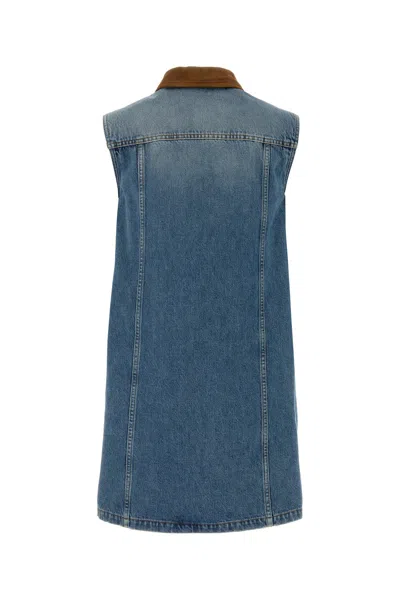Versace Women Blue Sleeveless Buttoned Mini Dress, M Luxury Dresses For Women Darveys