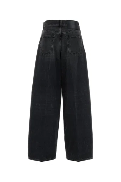 Haikure 'korea' Grey Jeans With Faded Effect And Logo Patch On The Back In Cotton Woman In Black