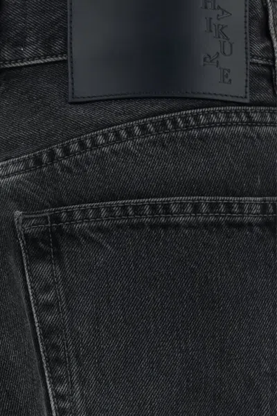 Haikure 'korea' Grey Jeans With Faded Effect And Logo Patch On The Back In Cotton Woman In Black