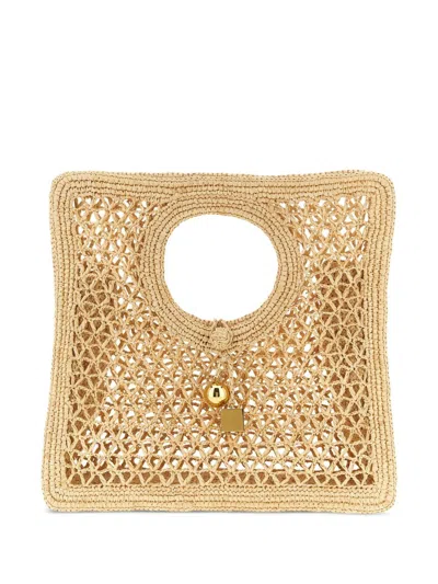 Jacquemus Small The Spiaggia Circular-handle Crochet Tote Bag In Brown