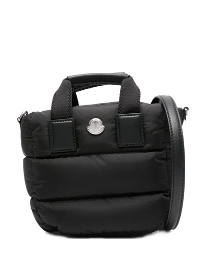 Moncler Borsa A Mano Caradoc Mini In Tessuto Nero Donna In Black
