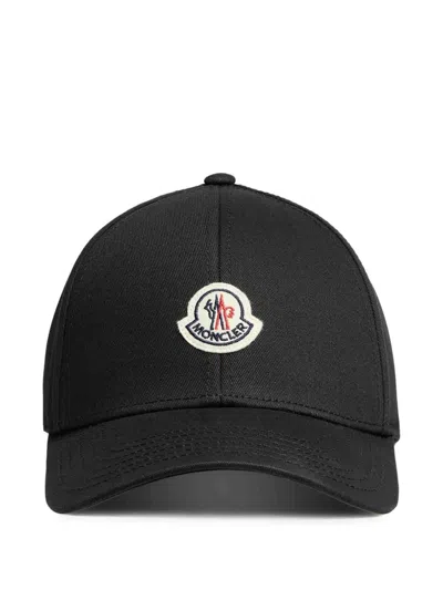 Moncler Cotton Gabardine Baseball Cap With Curved Brim In Black