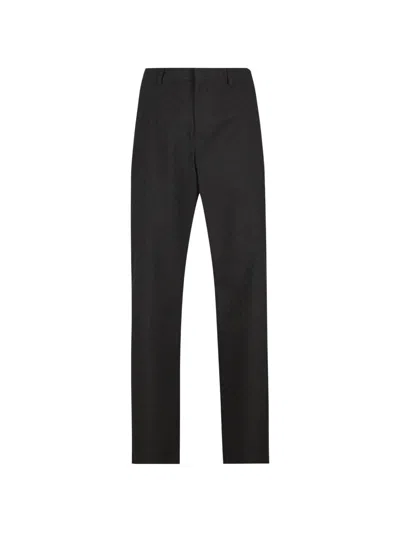 Gucci Tailored Trousers Subtle Pattern Belt Loops In Black