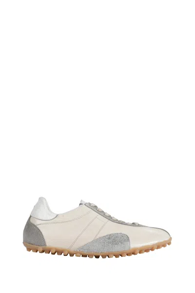 Maison Margiela Sneakers Sprinters In Suede And Leather With Vintage Finish In White