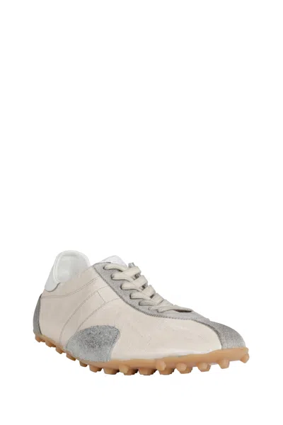 Maison Margiela Sneakers Sprinters In Suede And Leather With Vintage Finish In White