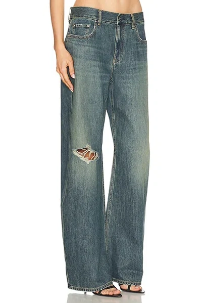 Helmut Lang Relaxed Destroyed Bootcut Jeans In Blue