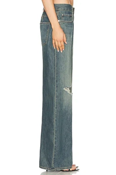 Helmut Lang Relaxed Destroyed Bootcut Jeans In Blue