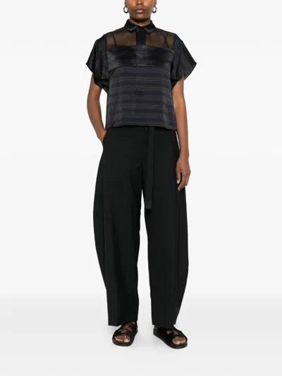 Sacai Mesh Striped Blouse In Multi