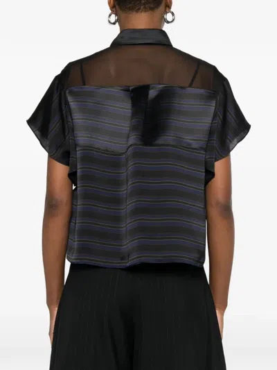 Sacai Mesh Striped Blouse In Multi