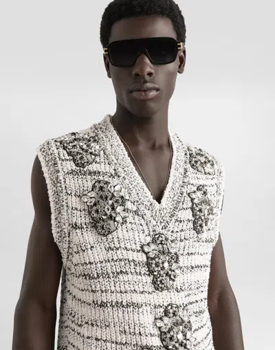 Dolce & Gabbana Intarsia Pullover Vest In Multi