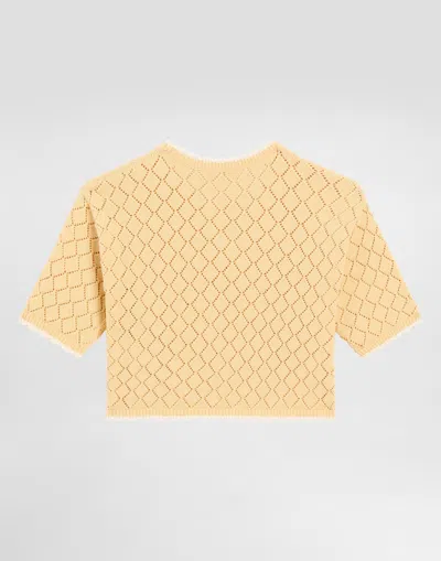 Dolce & Gabbana Cotton Pullover With Diamond Pattern In Neutral
