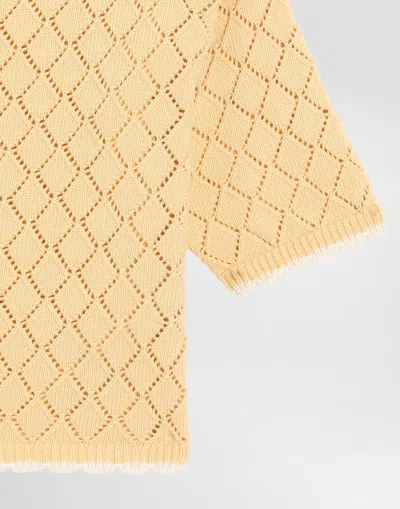 Dolce & Gabbana Cotton Pullover With Diamond Pattern In Neutral