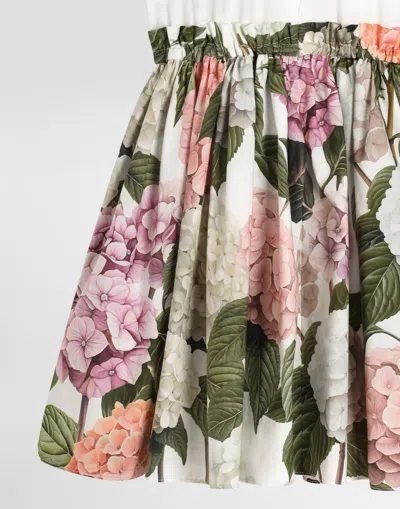 Dolce & Gabbana Jersey Dress With Hydrangea Print In White