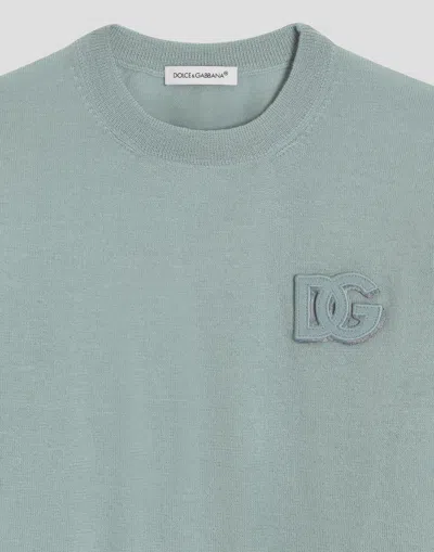 Dolce & Gabbana Smooth Cashmere Pullover In Blue